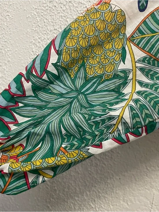 Boden Notch Neck Dress US Size 6P Orchid Petal Passion Bloom Green Floral Tie - Picture 9 of 11